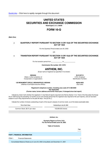 Thumbnail Elevance Health 10-Q Quarterly Report FY 