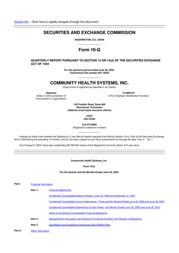 Thumbnail Community Health Systems
 10-Q Quarterly Report FY 