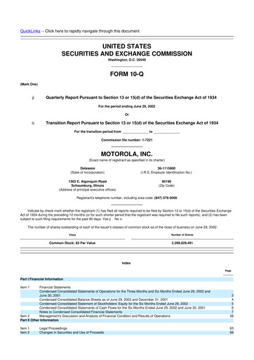 Thumbnail Motorola Solutions
 10-Q Quarterly Report FY 