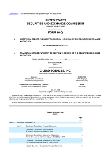 Thumbnail Gilead Sciences 10-Q Quarterly Report FY 