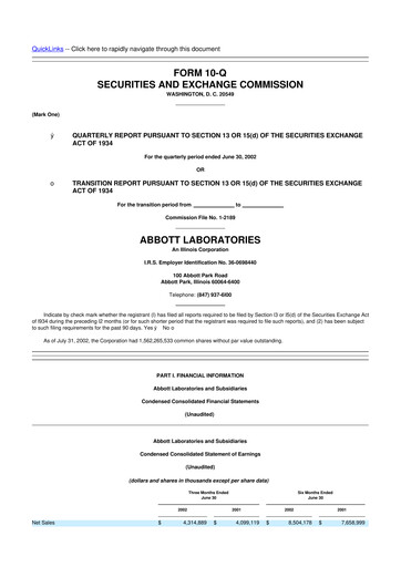 Thumbnail Abbott Laboratories 10-Q Quarterly Report FY 