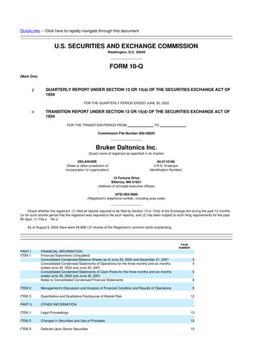 Thumbnail Bruker 10-Q Quarterly Report FY 