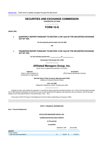 Miniature Affiliated Managers Group 10-Q Rapport trimestriel  