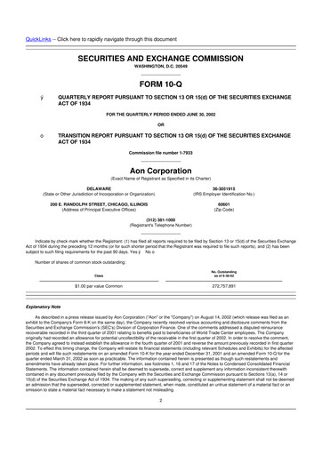 Vorschaubild Aon 10-Q Quartalsbericht  