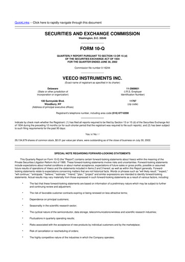 Thumbnail Veeco
 10-Q Quarterly Report FY 