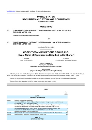 Thumbnail Cogent Communications
 10-Q Quarterly Report FY 
