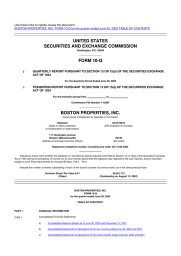 Thumbnail BXP, Inc.
 10-Q Quarterly Report FY 