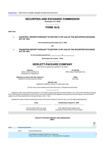 Miniature HP 10-Q Rapport trimestriel  