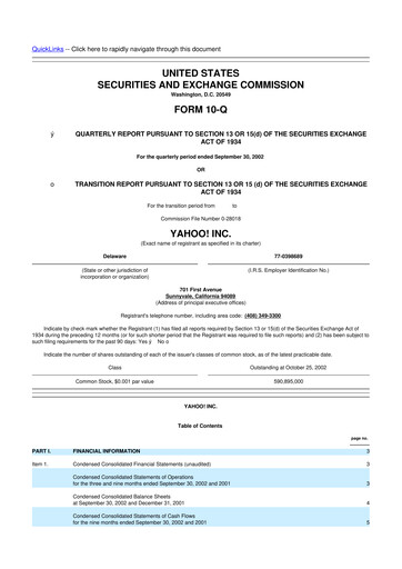 Thumbnail Yahoo Inc. 10-Q Quarterly Report FY 