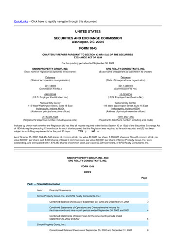 Thumbnail Simon Property Group 10-Q Quarterly Report FY 
