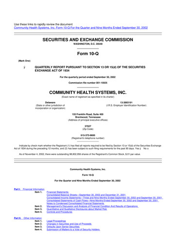 Thumbnail Community Health Systems
 10-Q Quarterly Report FY 