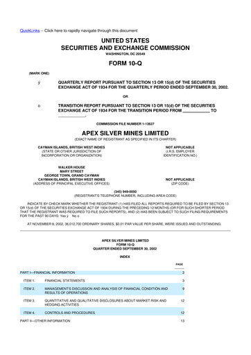 Miniature Golden Minerals
 10-Q Rapport trimestriel  