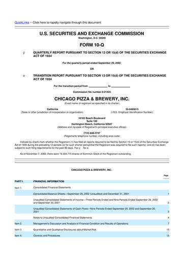 Thumbnail BJ's Restaurants
 10-Q Quarterly Report FY 