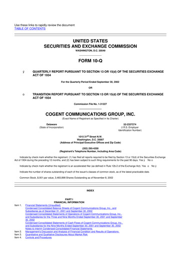 Thumbnail Cogent Communications
 10-Q Quarterly Report FY 