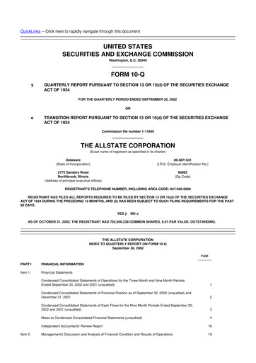 Vorschaubild Allstate 10-Q Quartalsbericht  