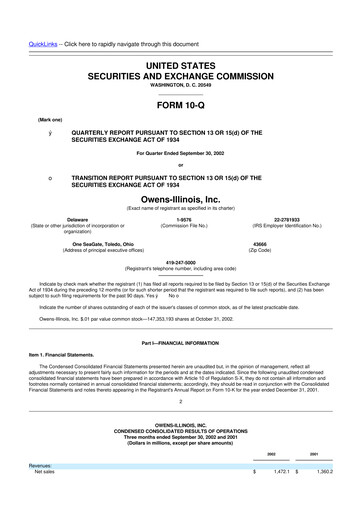 Thumbnail O-I Glass
 10-Q Quarterly Report FY 