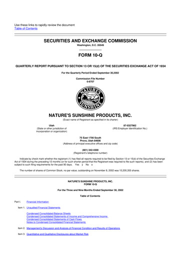 Thumbnail Nature's Sunshine Products 10-Q Quarterly Report FY 