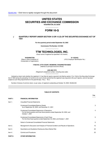 Thumbnail TTM Technologies
 10-Q Quarterly Report FY 