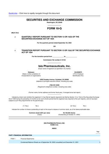 Vorschaubild Ionis Pharmaceuticals
 10-Q Quartalsbericht  