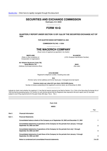 Thumbnail Macerich 10-Q Quarterly Report FY 