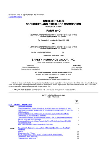 Miniature Safety Insurance
 10-Q Rapport trimestriel  
