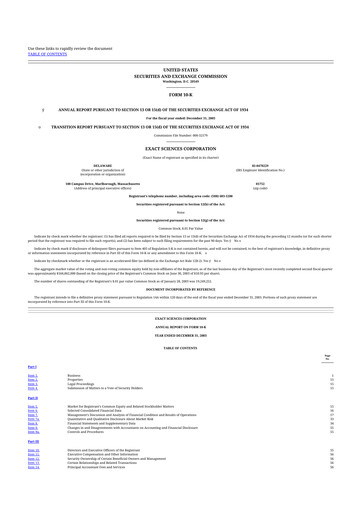 Thumbnail Exact Sciences 10-K Annual Report 