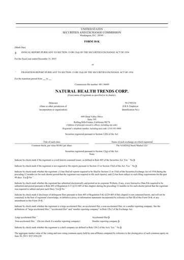 Thumbnail Natural Health Trends 10-K Annual Report 2015