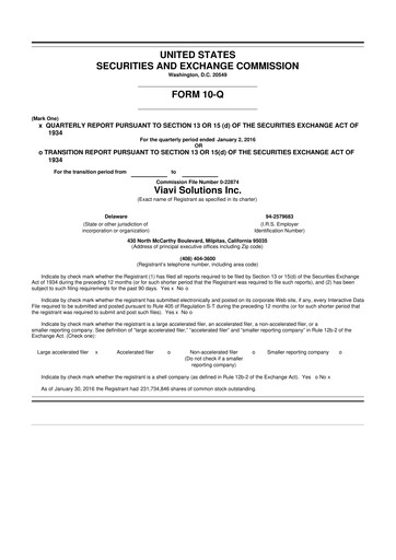 Thumbnail VIAVI Solutions
 10-Q Quarterly Report FY2016 