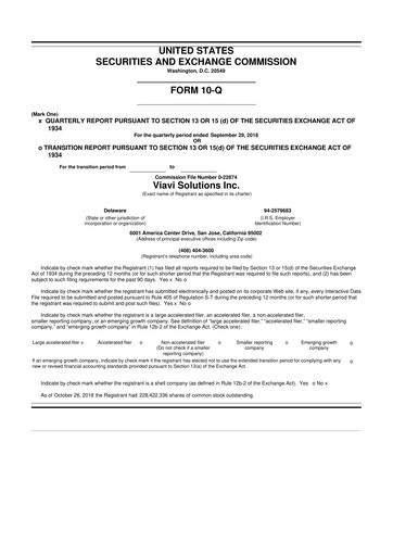 Thumbnail VIAVI Solutions
 10-Q Quarterly Report FY2019 