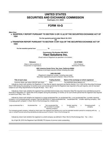 Thumbnail VIAVI Solutions
 10-Q Quarterly Report FY2019 