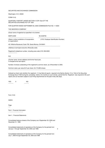 Thumbnail Macerich 10-Q Quarterly Report FY 