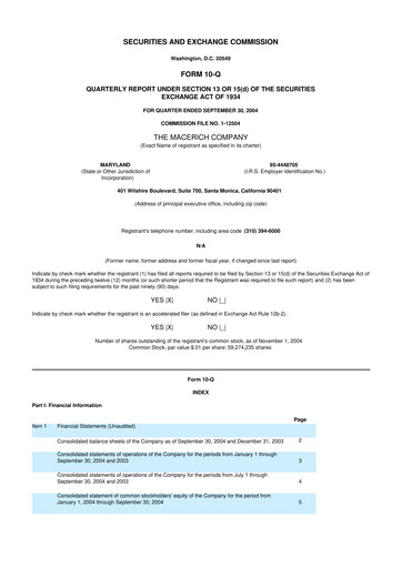 Thumbnail Macerich 10-Q Quarterly Report FY 