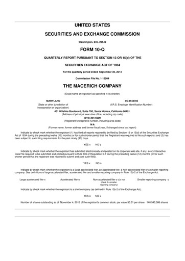 Thumbnail Macerich 10-Q Quarterly Report FY2013 