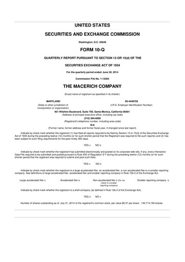 Thumbnail Macerich 10-Q Quarterly Report FY2014 