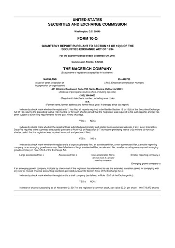 Thumbnail Macerich 10-Q Quarterly Report FY2017 