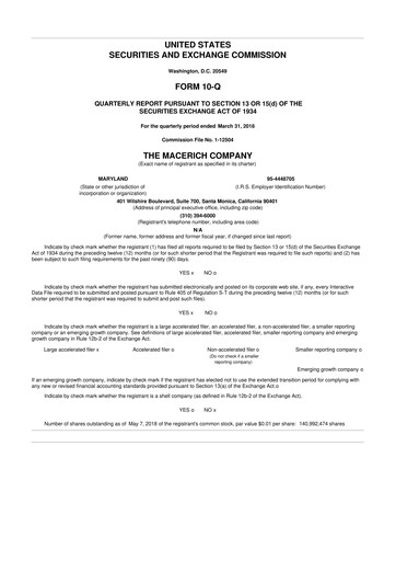 Thumbnail Macerich 10-Q Quarterly Report FY2018 