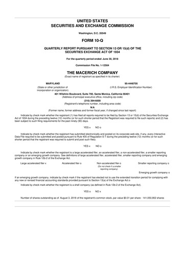 Thumbnail Macerich 10-Q Quarterly Report FY2018 