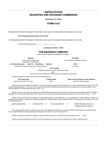 Thumbnail Macerich 10-Q Quarterly Report FY2019 