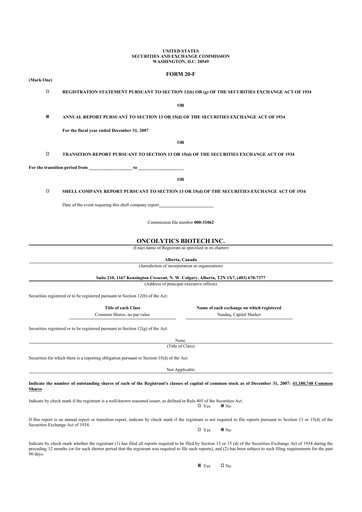 Thumbnail Oncolytics Biotech
 20-F Annual Report 