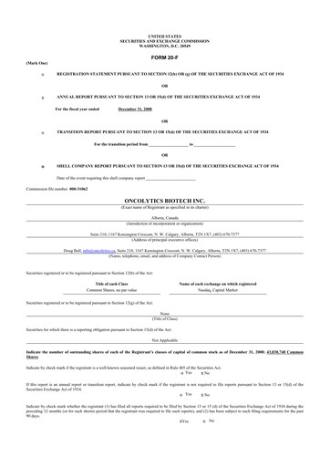 Thumbnail Oncolytics Biotech
 20-F Annual Report 