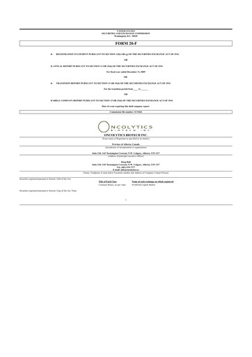 Thumbnail Oncolytics Biotech
 20-F Annual Report 