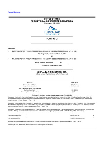 Thumbnail Gibraltar Industries
 10-Q Quarterly Report FY2015 