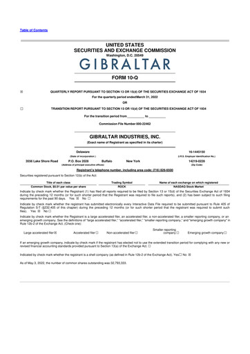 Thumbnail Gibraltar Industries
 10-Q Quarterly Report FY2022 