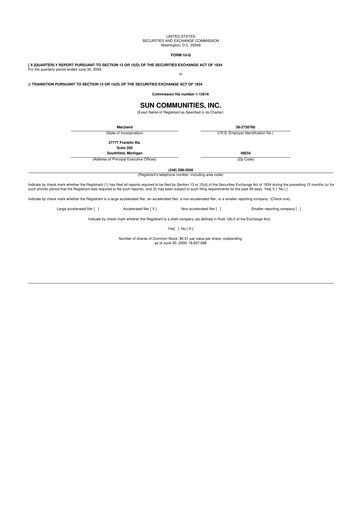 Miniature Sun Communities
 10-Q Rapport trimestriel  