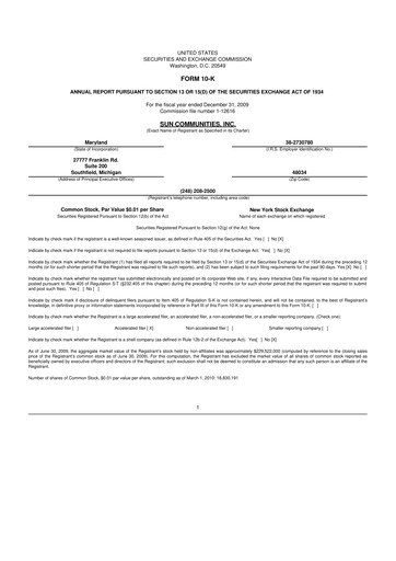 Thumbnail Sun Communities
 10-K Annual Report 
