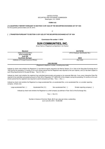 Miniature Sun Communities
 10-Q Rapport trimestriel  