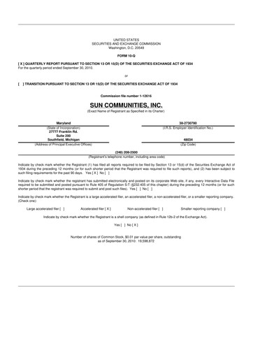 Miniature Sun Communities
 10-Q Rapport trimestriel  