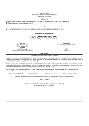 Miniature Sun Communities
 10-Q Rapport trimestriel  