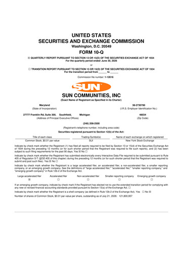 Thumbnail Sun Communities
 10-Q Quarterly Report FY2026 