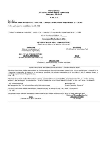 Thumbnail Mid-America Apartment Communities 10-Q Quarterly Report FY 